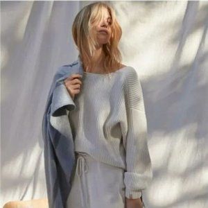 NWT LUNYA Cozy Cotton Silk Reversible Pullover Gray M